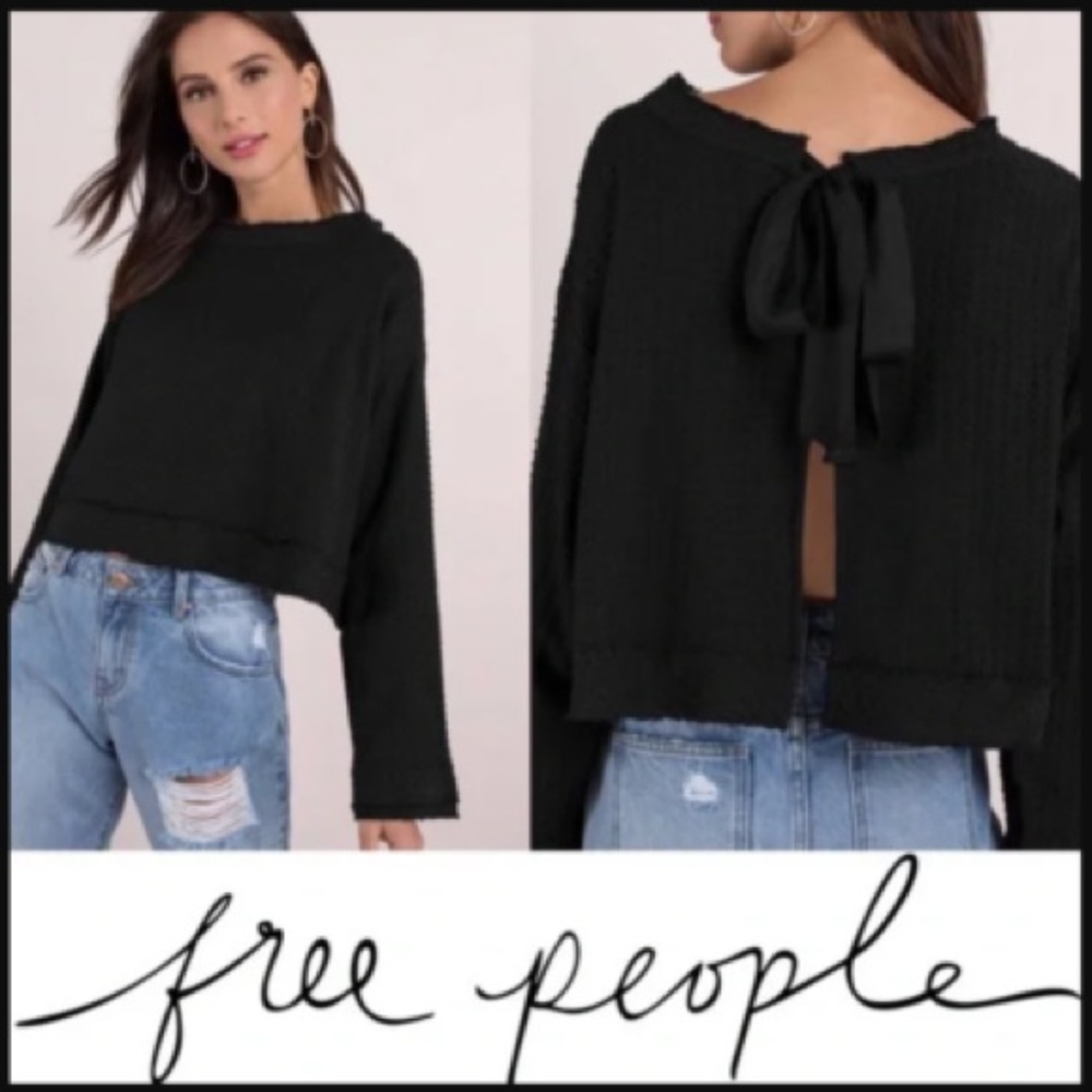 NWT free people walking in hueco open back waffle knit longsleeve